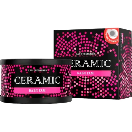 Фото для Ароматизатор на торпедо Tensy Ceramic Бабл Гам, меловой, баночка 60г, арт. TC-72