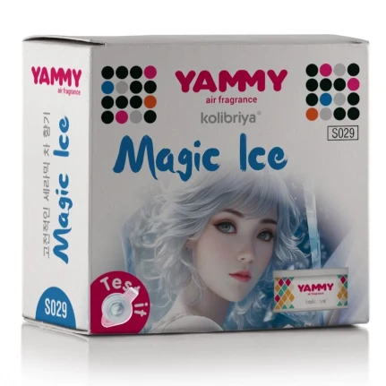 Фото для Ароматизатор на торпедо Yammy Magic Ice, меловой, баночка, арт. S029