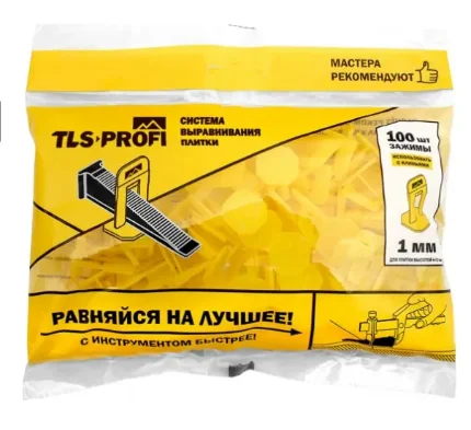 Фото для Система выравнивания плитки зажим 1 мм TLS12017 100шт Tls-Profi