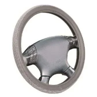 Фото для Чехол на руль iSky с рельефной тканевой вставкой, кожзам, размер М сер. iSW-15MGR