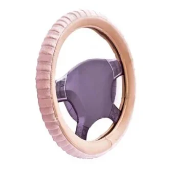 Фото для Чехол на рулевое колесо, размер S. плюш/иск. кожа, бежевый, 1501000-231 BE