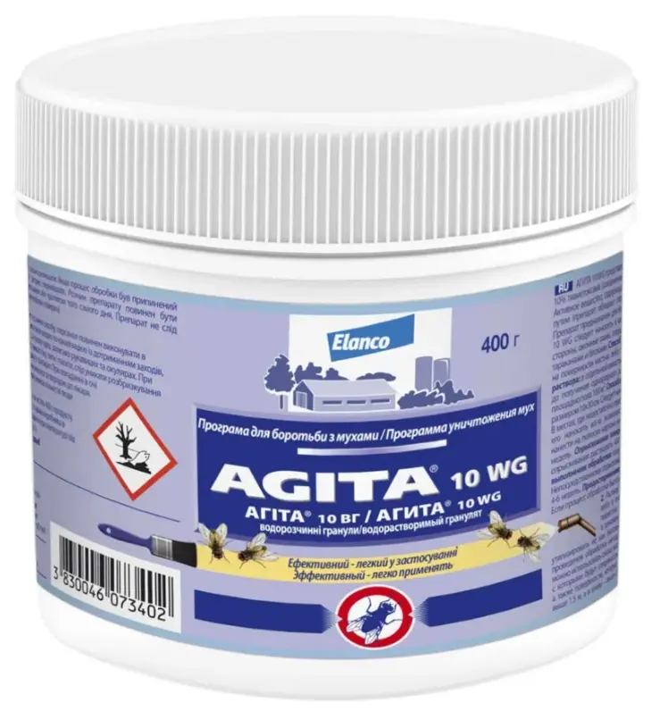 Агита - средство для уничтожения мух на объектах различного типа. Препарат можно применять также для борьбы с тараканами