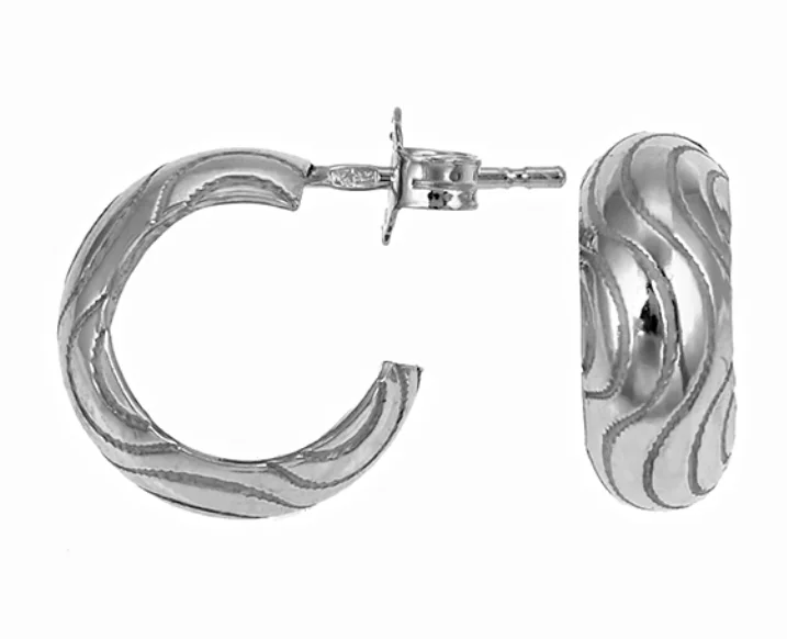 Серьги-кольца объемные с дорожками,покрытие родий GF.ITALIA