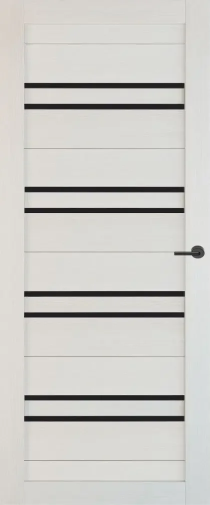 Фото для Межкомнатная дверь экошпон Техно 16 Ясень белый Стекло черное