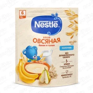 Фото для Каша Nestle молочная овсяная банан-груша 200г c 6мес БЗМЖ