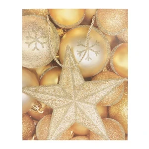 Фото для Пакет подарочный новогодний золотистый 31х26х10см в ассортименте 