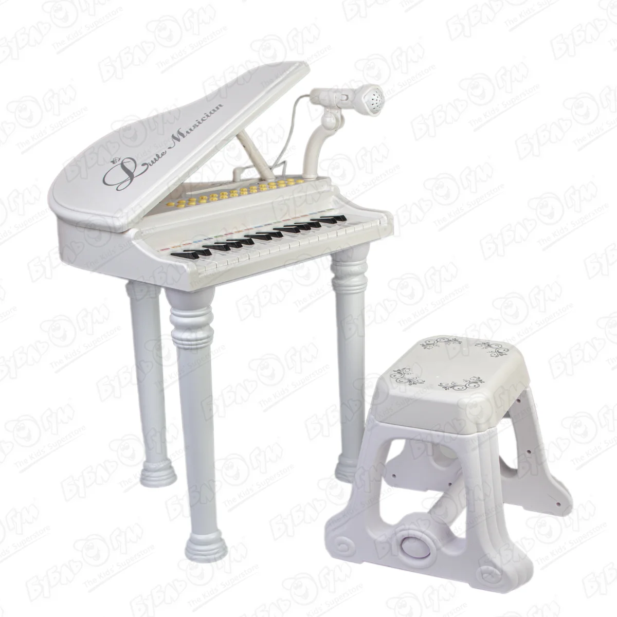 Игрушка музыкальная рояль с микрофоном электронный белый