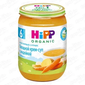 Фото для Пюре HiPP Organic овощной крем-суп с индейкой 190г с 6мес