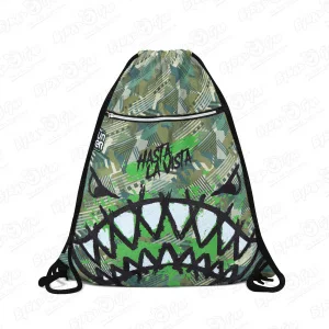 Мешок для обуви JUNGER Hasta la vista акула с абстрактным принтом с карманом зеленый