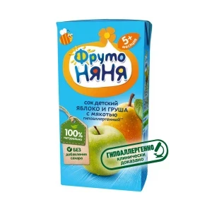 Фото для Сок ФрутоНяня яблоко-груша с мякотью 200мл с 5мес