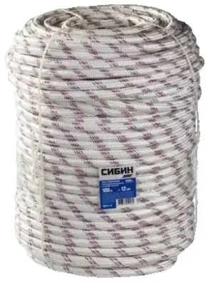 Фото для Фал плетеный 8,0 мм х 100 м,16-прядный, с капроновым сердечником (1000 кгс) - СИБИН (50220-08)