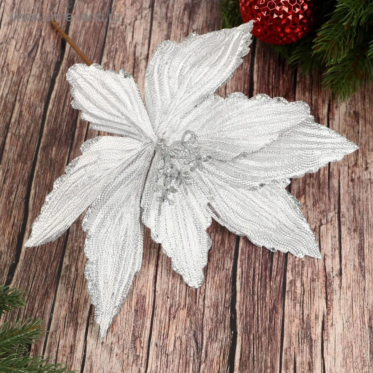 Декор Холодный цветок, серебро темные края 27*20см