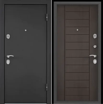 Фото для Дверь металлическая темно-серый букле графит,правая,МДФ дуб угольный С6-9,фурн.хром 950*2050*70 (2мм