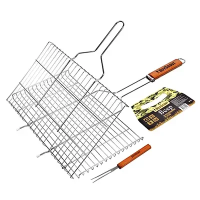 Фото для Решетка-гриль для стейков,большая,с вилкой, картонный веер в подарок 70(+5)*45*27*2 см BOYSCOUT