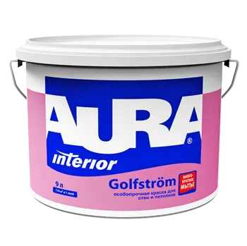Краска в/д для стен и потолков особопрочная "Aura Golfstrom" 2,7 л ЭСКАРО