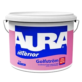 Фото для Краска в/д для стен и потолков особопрочная "Aura Golfstrom" 2,7 л ЭСКАРО