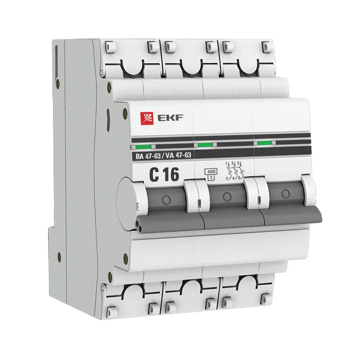 Автоматический выключатель 3P 16А (C) 4,5кА ВА47-63 ЭКФ PROxima
