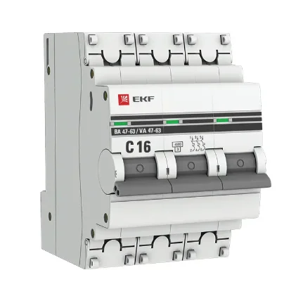 Автоматический выключатель 3P 16А (C) 4,5кА ВА47-63 ЭКФ PROxima