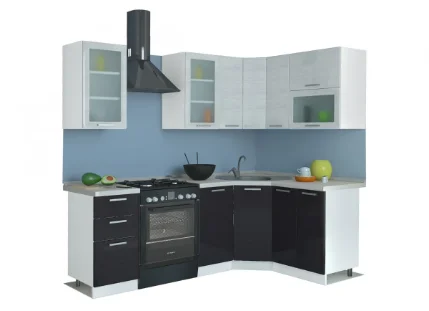 Фото для Кухня Равенна Стайл угловая 1,65*1,45 (Титан белый/Титан черный)