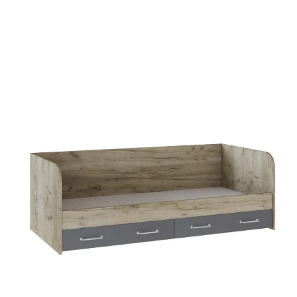 Фото для Кровать с ящиками Колибри (Дуб крафт серый/Графит серый/Камень серый)