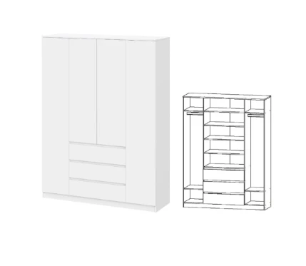 Шкаф 4-х дверный Ницца НЦ.03 (Белый)