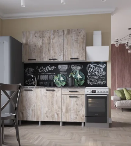 Фото для Кухня Нагано 1,5 (Дуб юкон/Столешница Мраморный берег)