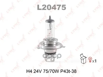 Фото для А/Лампа H4 24v75/70 (P43t-38) Lynx L20475 LYNXauto арт. L20475