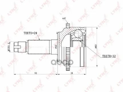 Фото для Шрус Ma [Ma-44a44] 32x28x62 Lynx Co5101a Atenza2.0/2.3 Gg#/Gy# 02 LYNXauto арт. CO5101A