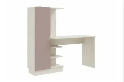 Фото для Юниор-4 Стол компьютерный (Белый дуб крафт, Шарли Pink) МИФ