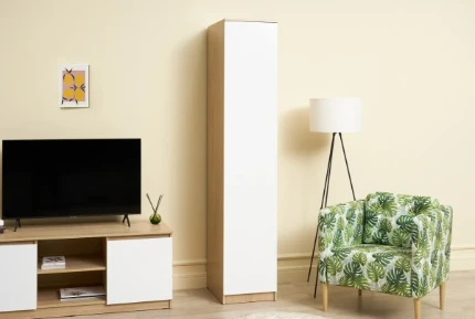 Фото для Челси Пенал 1 створка (Белый глянец холодный, Дуб сонома) МИФ