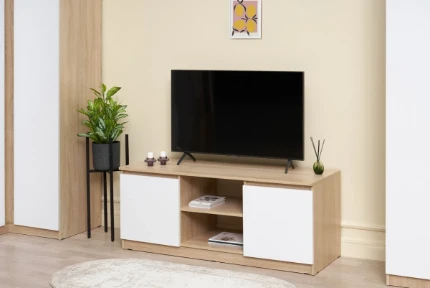 Фото для Челси Тумба ТВ (Белый глянец холодный, Дуб сонома) МИФ