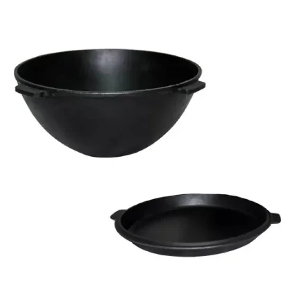 Фото для Кастрюля-казан чугунная 8л с чугунной крышкой-сковородкой