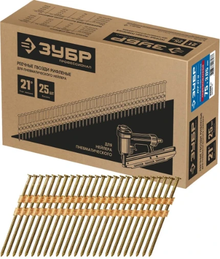 Фото для ЗУБР SN21 75 х 3.05 мм, реечные гвозди рифленые оцинкованные, 2500 шт (305393-75)