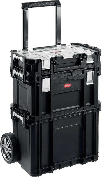 Фото для KETER SMART ROLLING, 564 х 373 х 700 мм, (22″), набор пластиковый ящик-тележка + ящик для инструментов + ящик органайзер (38390-