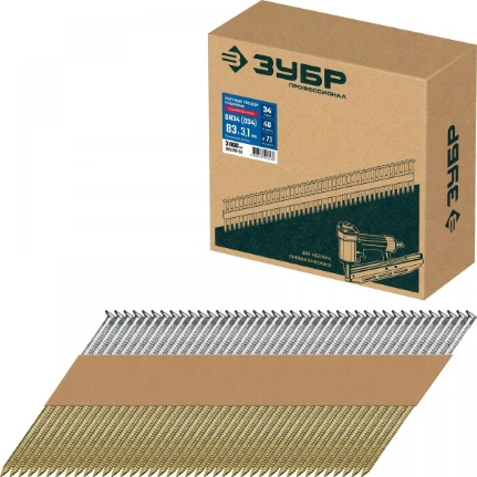 Фото для ЗУБР SN34 (D34) 83 х 3.1 мм, реечные гвозди рифленые оцинкованные, 3000 шт (305399-83)