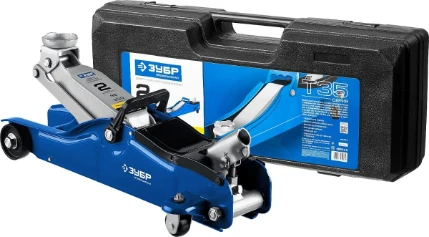 Фото для ЗУБР Т-35, 2 т, 85 - 330 мм, подкатной домкрат с низким подхватом в кейсе, Профессионал (43056-2-K)