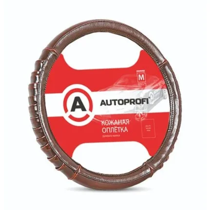 Фото для Кожаная оплётка руля AUTOPROFI AP-770 BR (M)