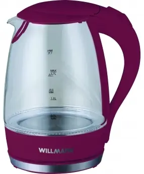 Чайник Willmark WEK-1708G (1,7л,2200Вт, корпус из стекла, бордовый)