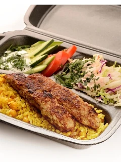 Пилав с кебабом из курицы