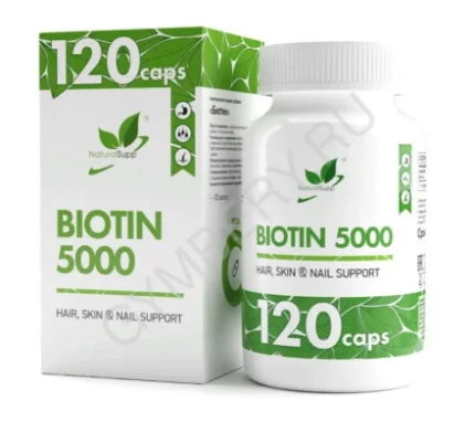 Фото для Natural Supp Biotin 5000 мкг (Vitamin B7) 120 caps, шт., арт. 3007035