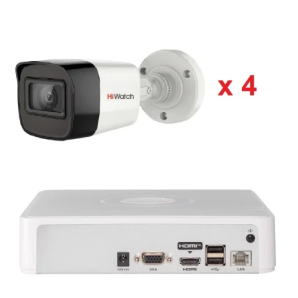 Фото для IP комплект видеонаблюдения Hiwatch DS-N204(C) + 4 DS-I400(D)
