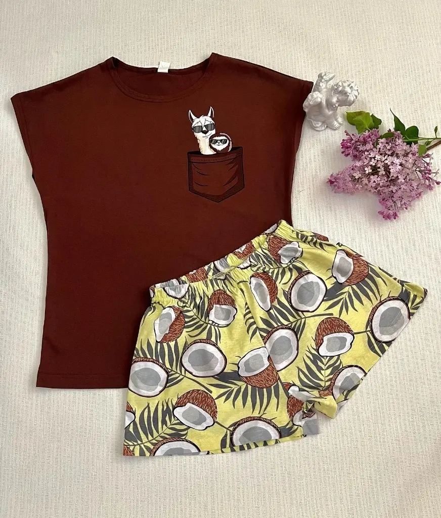 Пижама женская футболка шорты Кокосы