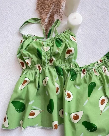Пижама женская Авокадо на зелёном