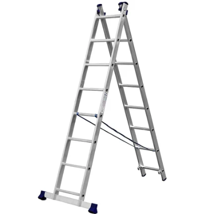 Фото для Лестница универсальная, двухсекц-я со стабилизатором, 2х 8 ступеней, h = 3,64м, алюмин-ая - СИБИН