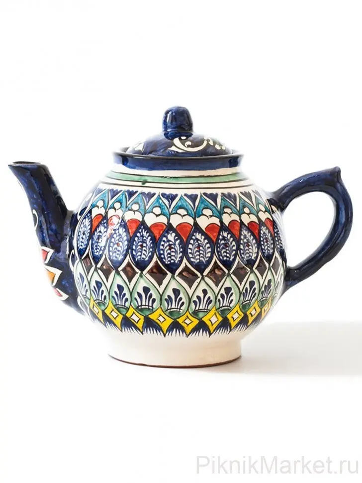 Чайник синий 1 литр Риштанская керамика