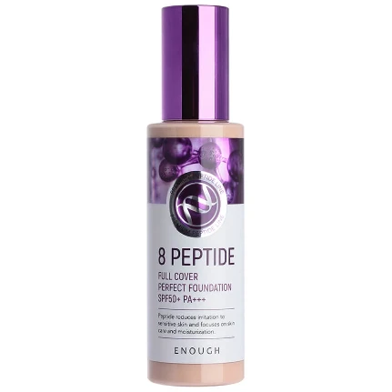 Фото для Тональная основа с пептидами Enough 8 Peptide Full Cover Perfect Foundation Spf50+ Pa+++