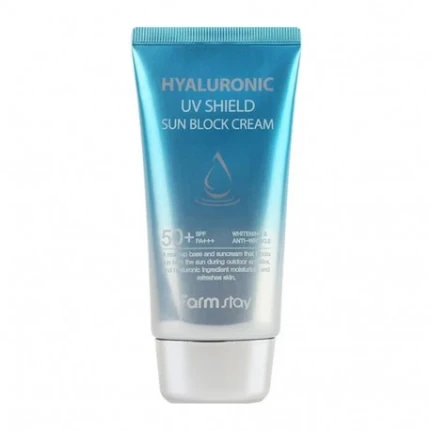 Фото для FarmStay Hyaluronic UV Shield Sun Block Cream SPF50/PA+++ Солнцезащитный крем праймер для лица с гиалуроновой кислотой