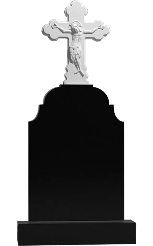 Памятник крест на могилу. Гранитные памятники вертикальные резные черные ВАР-217 (премиум-класс)