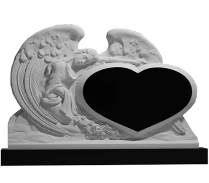 Фото для Гранитные памятники горизонтальные резные черные ГАР-35 "Сердце и Ангел"