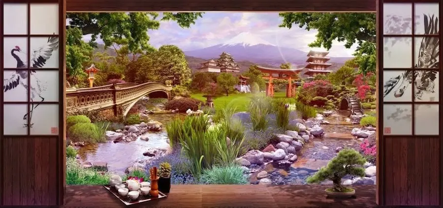 Фреска STEINBAU AMUR "Вид из японского дома"